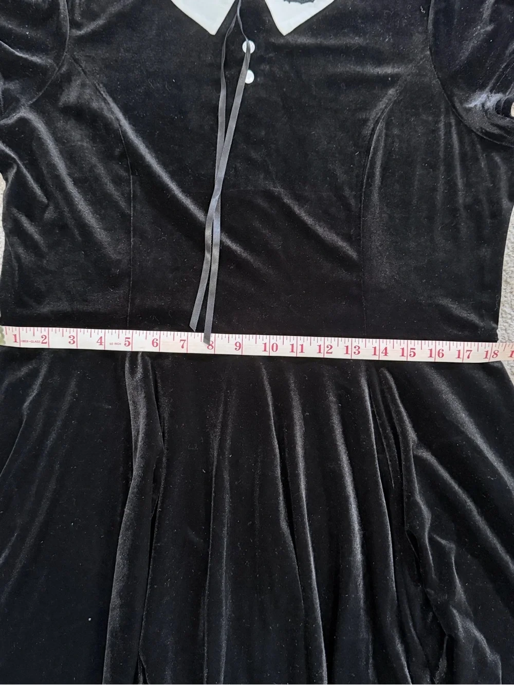 Hell Bunny Black Dress with White Peter Pan Collar - Picture 5 of 6